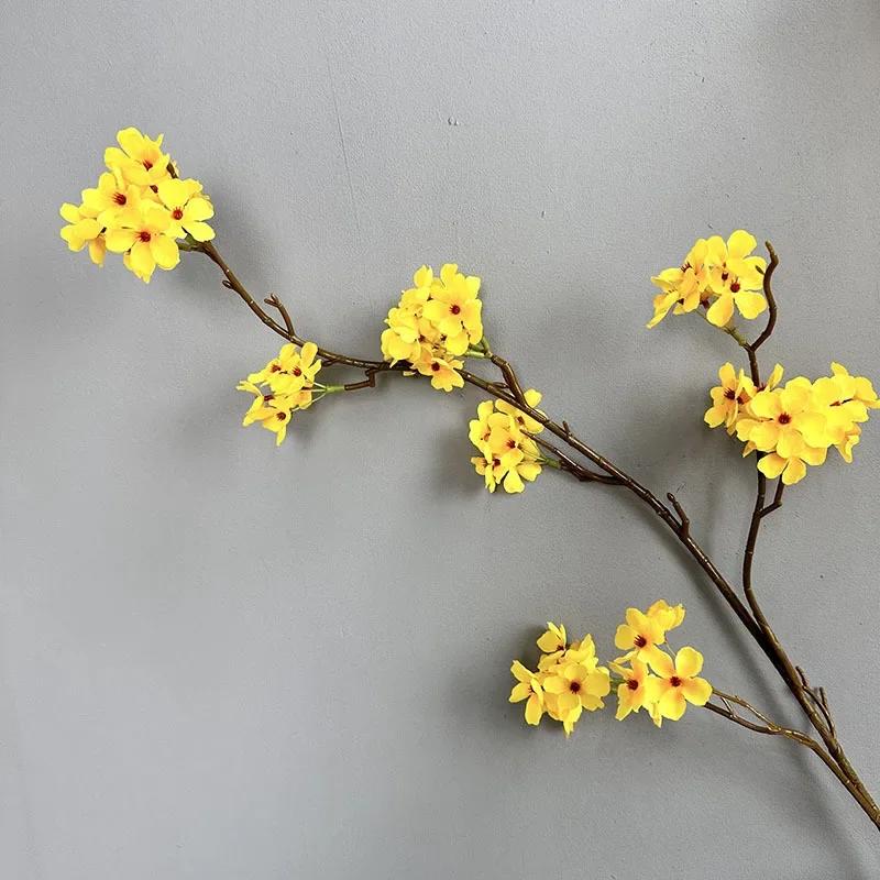 

Long Branch Artificial Wintersweet Silk Fake Flowers Festival Party Decoration Simulation Flower 100cm Pear Blossom Branches помаранчевий