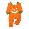 Family Matching Halloween Face Print Long Sleeve Pajama Set with Raglan Sleeves and Straight Leg Pants