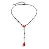 Vintage Gothic Blood Dripping Tassel Necklace Female, Simulation Blood Crystal Pendant Chain Clavicle Necklace