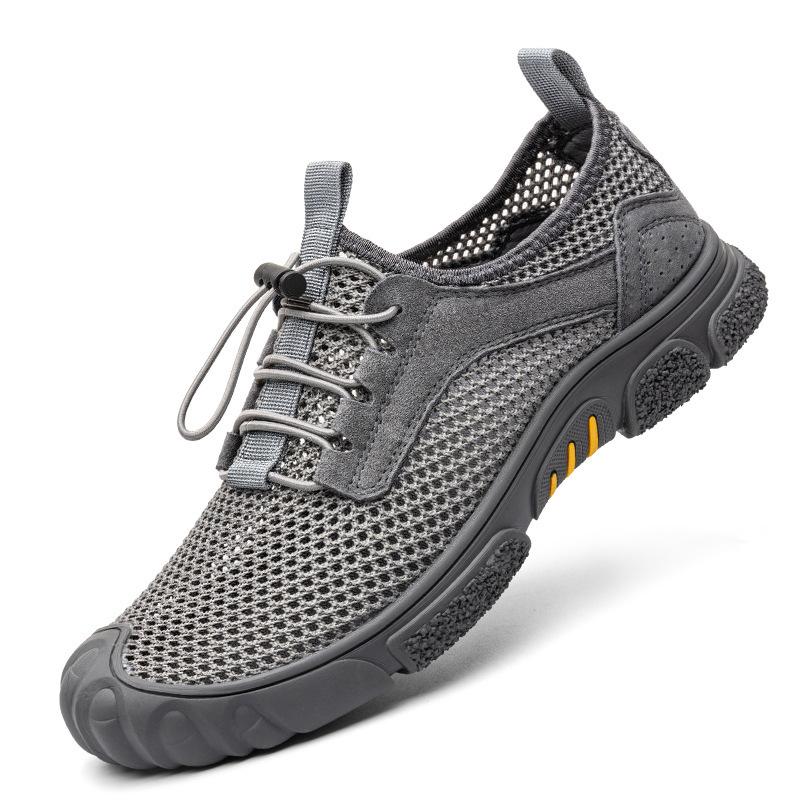 Men's shoes summer outdoor hiking off-road sports shoes fly-woven shoes low-top hollow ventilation hole mesh running shoes