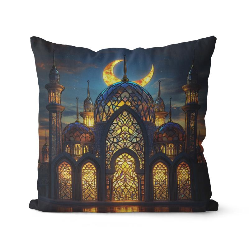 Home Decor Ramadan Mosque Pattern Decorative Pillow Covers Pattern Cushion Cover Suitable For Sofa Bedroom Car Pillow Cover
