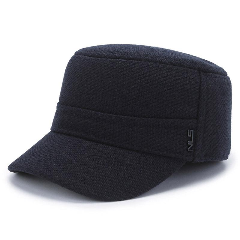 

Men s Winter Flat Top Hat Velvet Thick Cap Outdoor Warm Ear Protection Hat for Middle-Aged and Elderly темно-синий