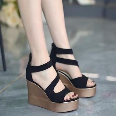 Women's Sandals Summer Fish Mouth Slope Heel Sandals Height Large Size Sandals Thick Bottom Beach Office Sandals
