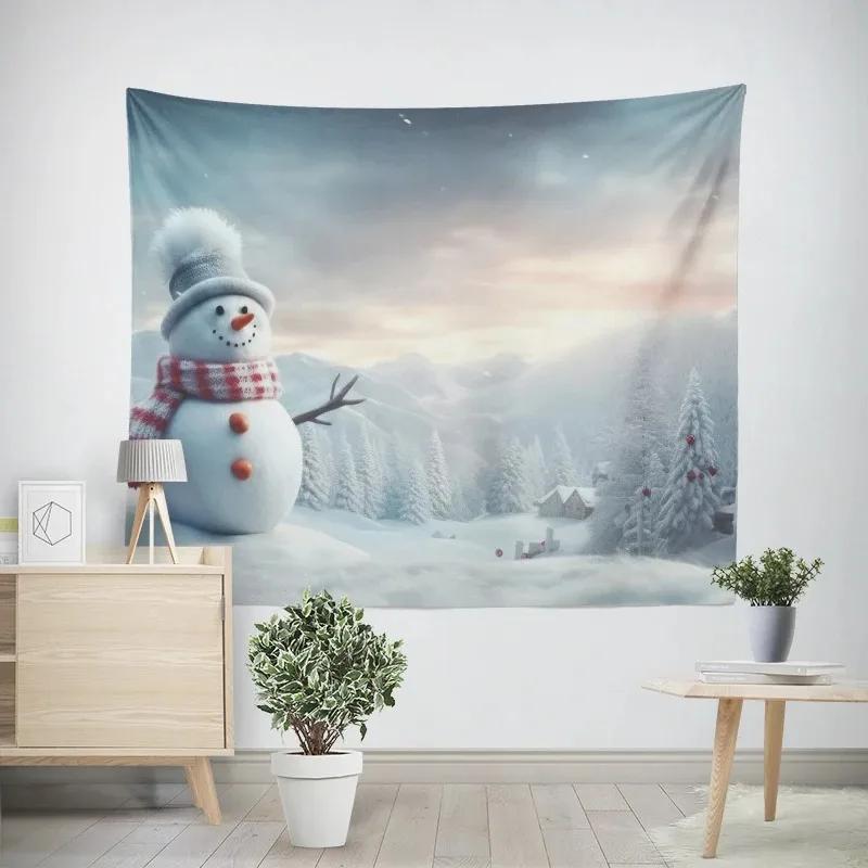 New Year Christmas Snowman Pattern Tapestry Living Room Sofa Home Decor Christmas Gift