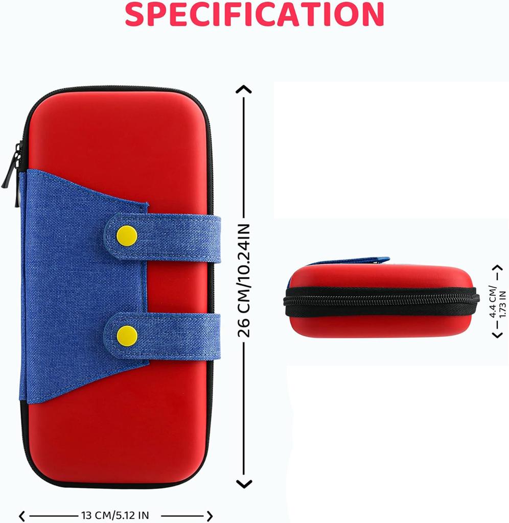 EVA Storage Switch Case Compatible with Nintendo Switch/OLED Cute Portable Switch Carrying Case with 10 Game Holders for Mario