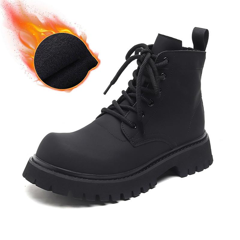 British style men's casual platform boots black stylish autumn winter shoes cowboy genuine leather boot handsome ankle botas man