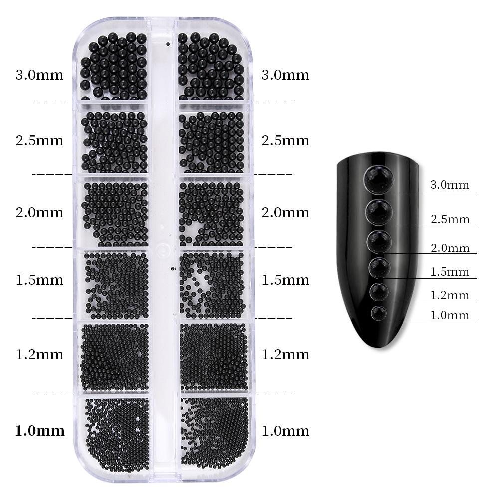 12 Grilă Aur Argint, Nail Art Bile de oțel Bijuterii Mixte Diy Accesorii pentru manichiură Set de decorare a unghiilor