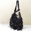 Genuine Black Tassel Resistant Shoulder Bag for Women Large Capacity Sheepskin Shoulder Bag High Quality