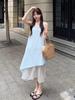White suspender vest dress children's summer new small French temperament seaside vacation dress