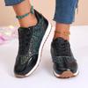 Fashion Fashion Ladies Autumn Women Flat Glitter Sneakers Casual Bling Vulcanized Shoes Female Lace Up Platform Comfort Plus Size