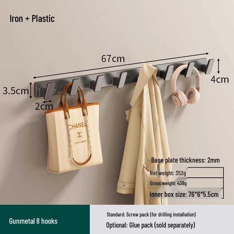 Space Aluminum No-Drill Clothes Hook for Bedroom/Bathroom Doors