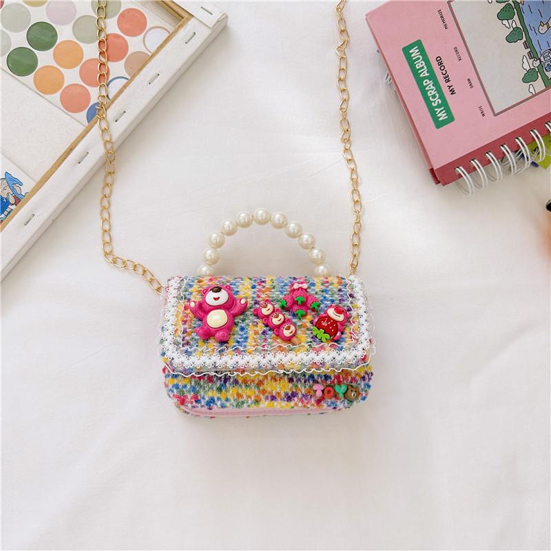 Lotso Bead Creative Handbag Cotton Linen Shoulder Bag With Animal Girls For