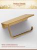 Antique-style Copper Paper Towel and Phone Holder for Bathroom Hotel Use - European No-Drill Design.