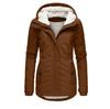 Women's Hooded Sherpa Lined Midi Coat Solid Color Zip Up Warm Winter Casual Outerwear Jacket