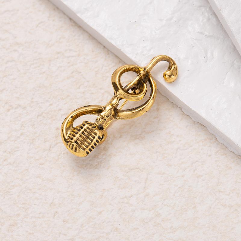 Personality Accessories Fashion Microphone Brooch Men'S And Women'S Suit Corsage Buckle Microphone Music Note Pin Jacket Accessories