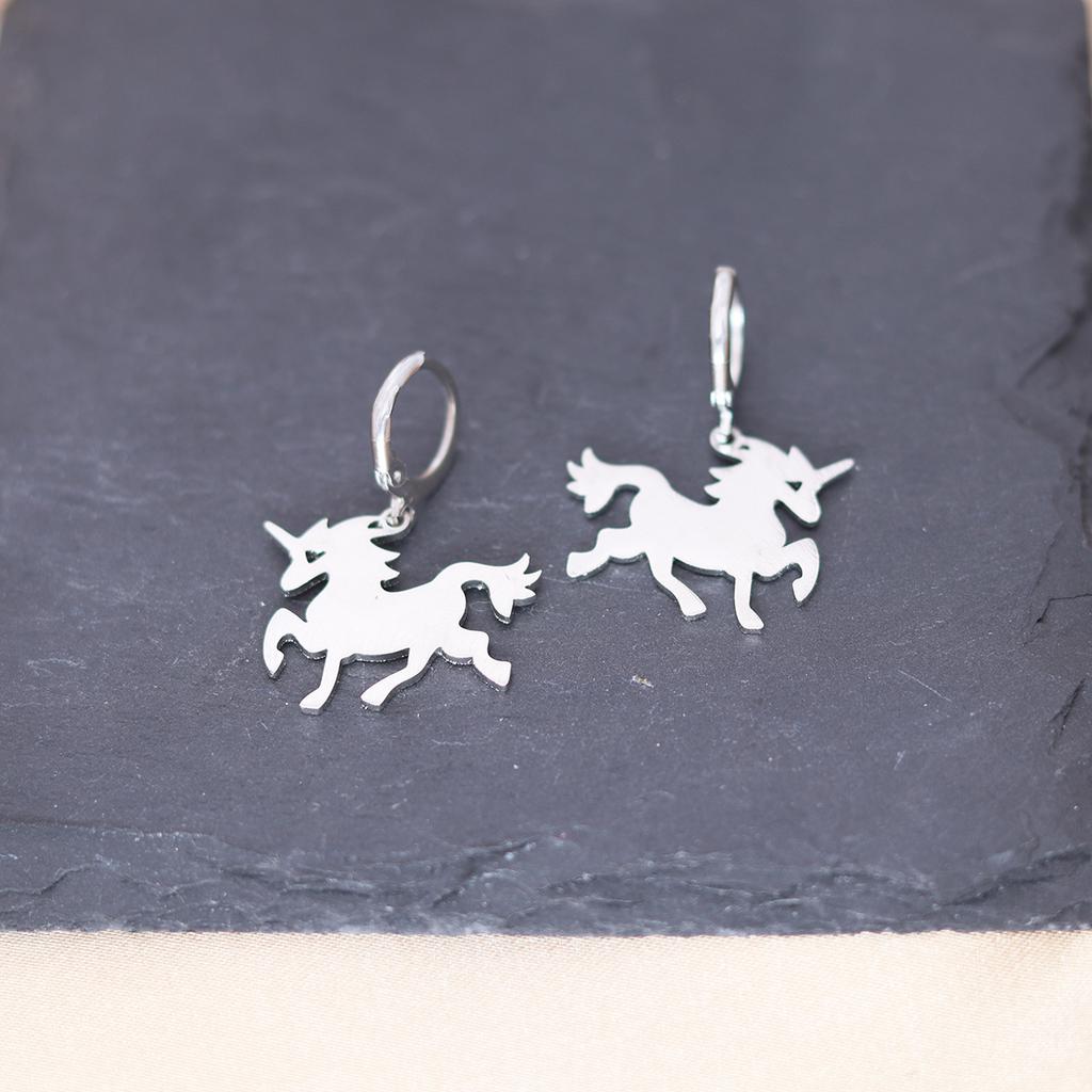 Kinitial Stainless Steel Unicorn Ankh Triangle Cross Snowflake Dandelion Mermaid Earrings For Women Trendy Piercing Jewelry