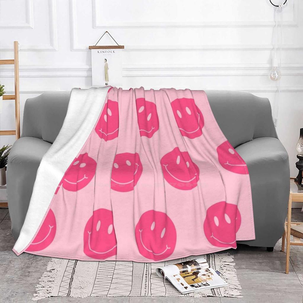 Preppy School Supplies , Pink , Aesthetic , Smile Face , Preppy Aesthetic For Home Sofa Bed Camping Car Plane Travel Portable
