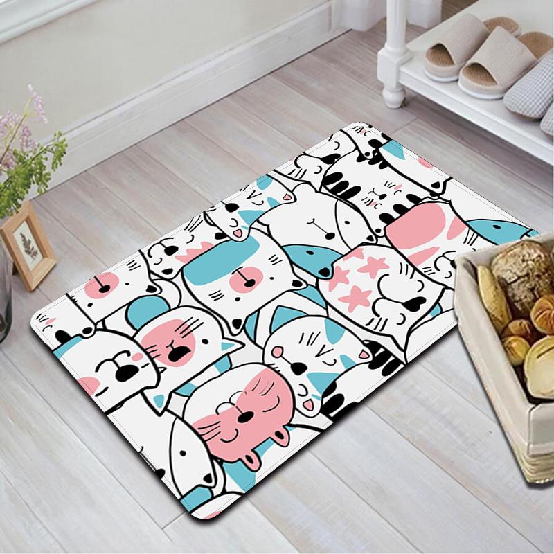 Cozy Cute Cartoon Cat & Animal Print Rug Floor Mat for Living Room or Bedroom Soft and Comfortable Carpet a Gift for Birthday and Holiday.ZFF0913372