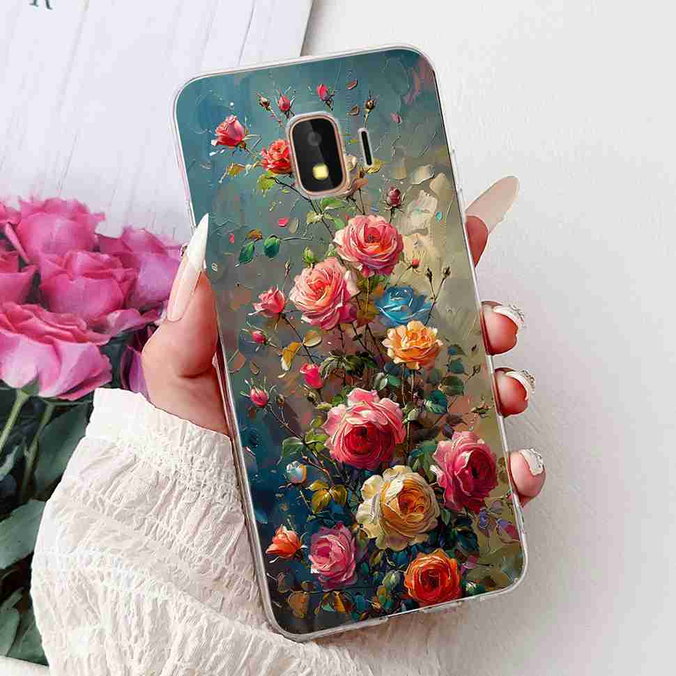 For Samsung Galaxy J2 Core 2018 Case Flower Dragon Soft Silicone TPU Back Cover For Samsung J2 Core J2 Pro 2018 Phone Cases Bags