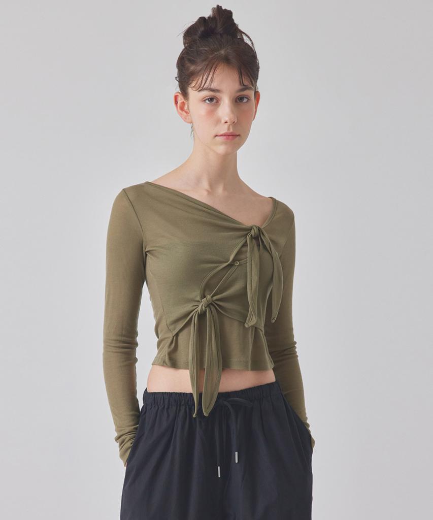 TOPGIRL Double-Tie Long Sleeve Top_T416Tp113
