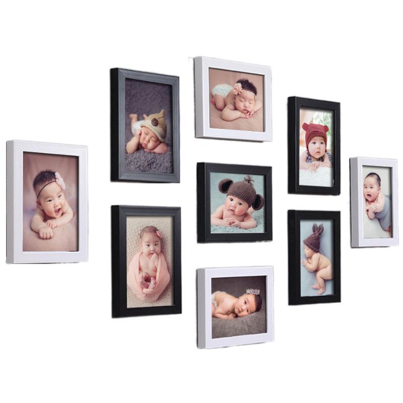 7-Zoll Minimalistisches Modernes Neun-Gitter Wand-Fotorahmen-Set – Stanzfreie Wohnzimmerdekoration