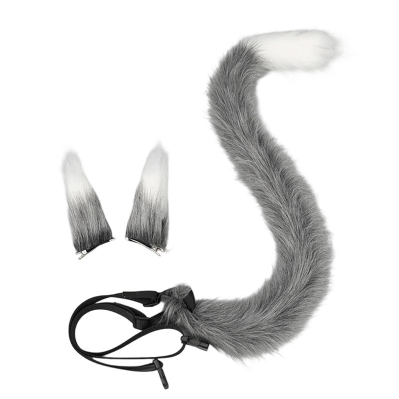 Multiuse Furry Plush Cats Tail Hair Clip and Bendable Tail Props Cosplay Costume Accessories For Women Teens Anime Event