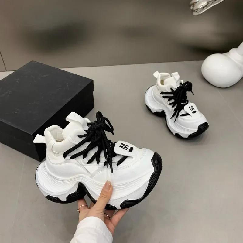 Fashion Women's Vulcanize 2025 High Quality Ladies  Outdoor Shoes for Women Platform Sneakers Round Toe Lace Up Casual