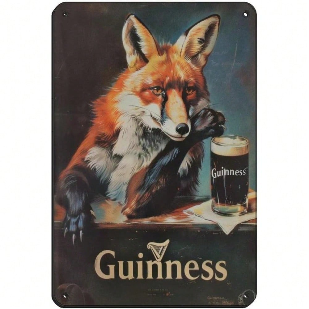 

Vintage Guinness Beer Fox Retro Metal Tin Sign Pub Bar Wall Decor 8x12 Inch 20x30 різнокольоровий