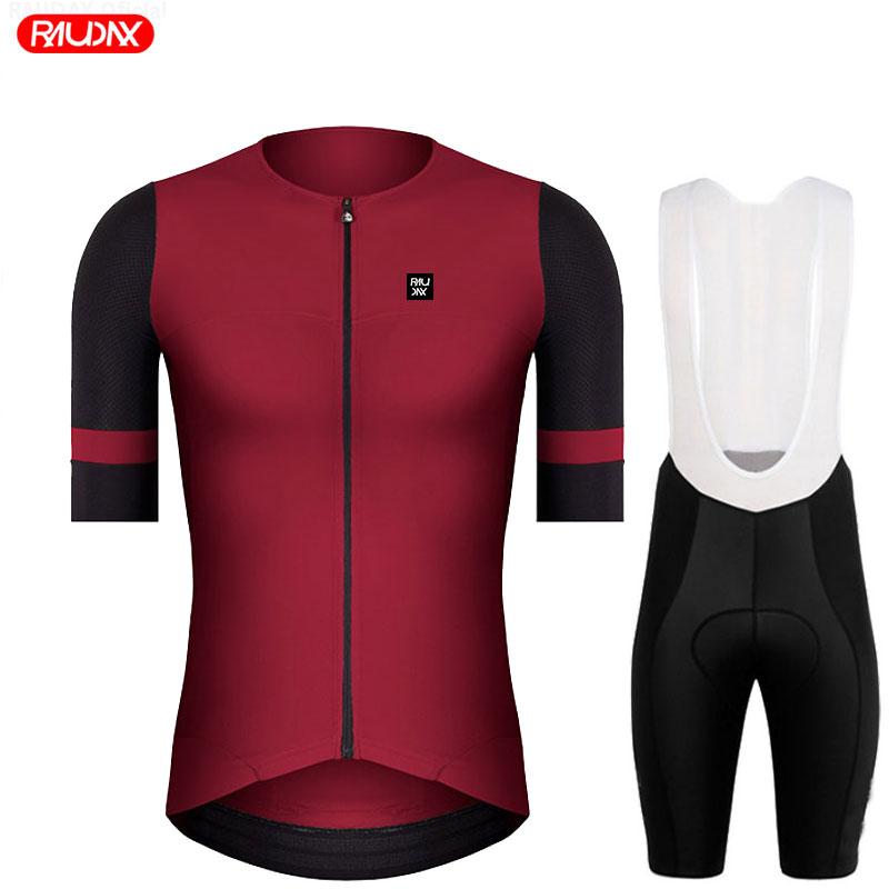 Summer PRO AERO Elastic Sleeve Cycling Clothing Man Red Senior Breathable Cycling Jersey Set Mountain Bicycle Road Riding Jersey