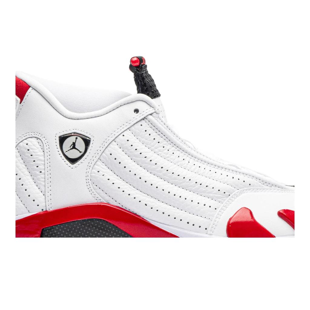 Air Jordan 14 Retro 'Candy Cane' 2019 (Unisex) White / Varsity Red / Metallic Silver / Black Vintage Basketball Shoes 487471 100