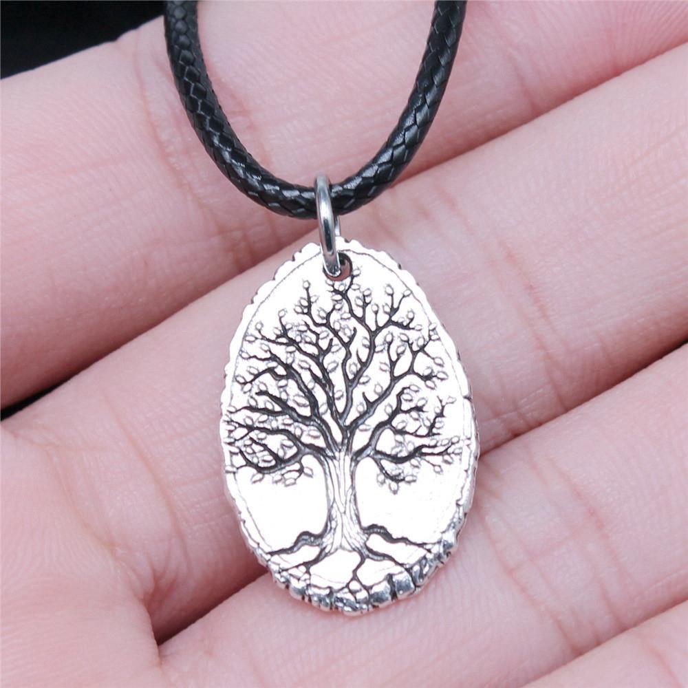 Tree of Life Nature Growth Pendant Antique Bronze Metal Daughter Choker Necklace Trendy Gift