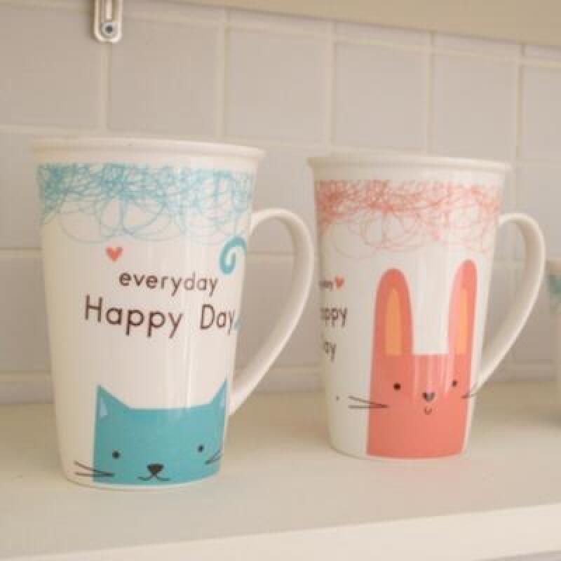 Happy Cat Rabbit Mug 400ml 2P Set
