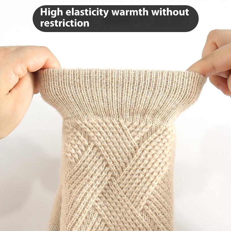 Knitted Gloves Men's and Women's Winter Double-layer Velvet Thickened Outdoor Cycling Warm Solid Color Touch Screen Gloves