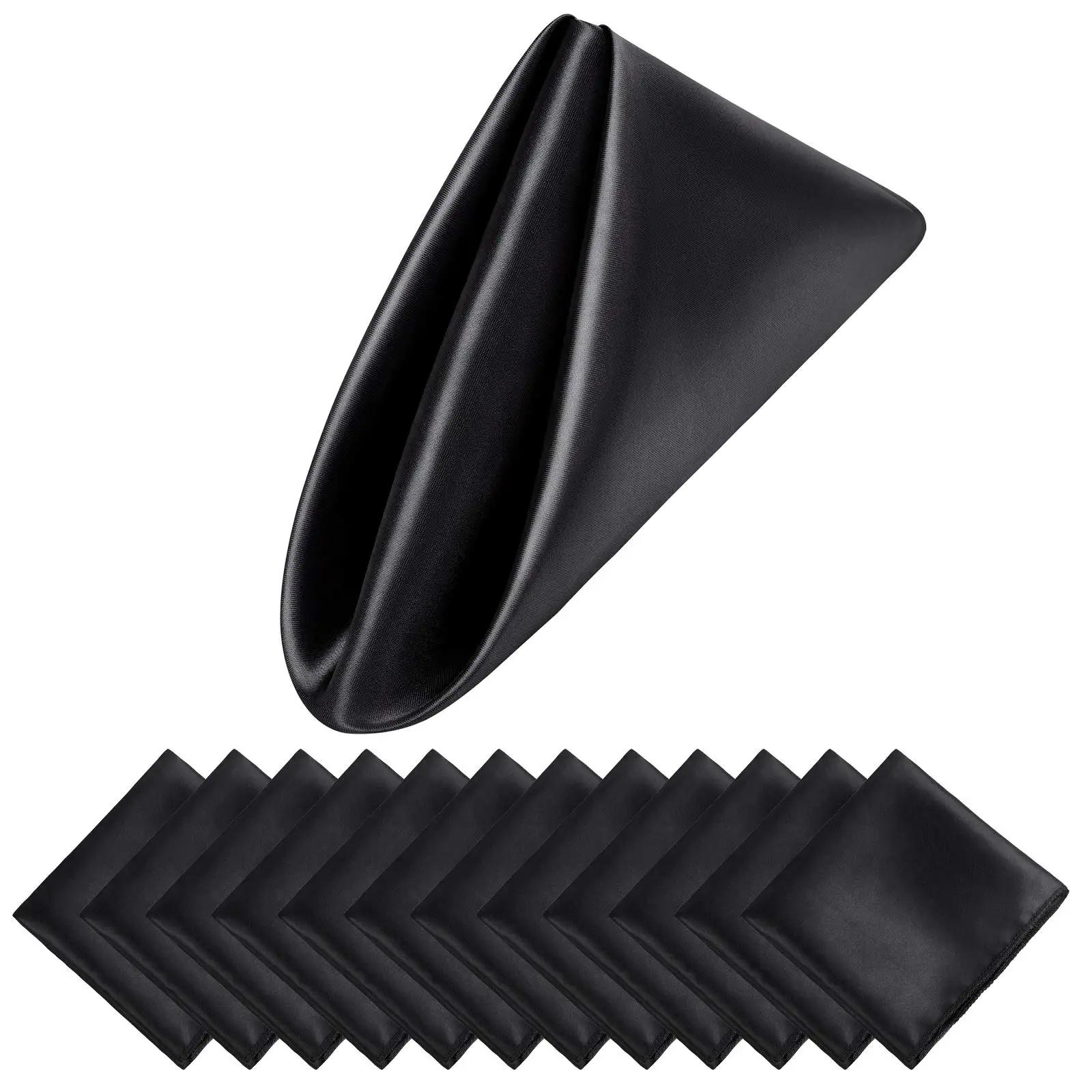 

24 упаковки атласних скатертинних серветок, розкішний набір серветок для обіднього столу 12x12 дюймів для дня народження, святкової вечері, ресторану 30x30cm чорний