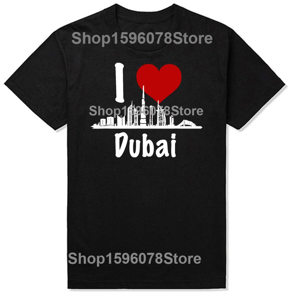 I Love Dubai Skyscrapers Heart Graphic 100 Cotton Tshirts Men Womens Fashion Casual Tshirt Loose Oversized Streetwear T Shirt