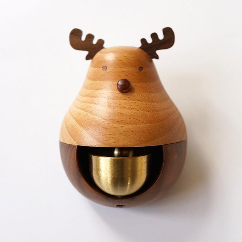 Elk Cat Rabbit Wodden Doorbell Winden Chimes Hanging Wind Bell Wireless Doorbell Decor for Home Entrance Door Bell
