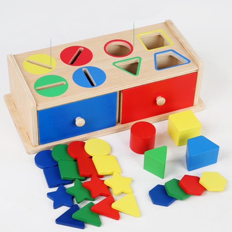 Wooden Color Shape Sorting Box Montessori Toys Color Shape Sorting Toy Preschool Early Learning Educational Toys Gifts for Kids