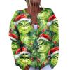 Women's Fashion Christmas Printed Long Sleeve Knitted Cardigan Button Down Jacket