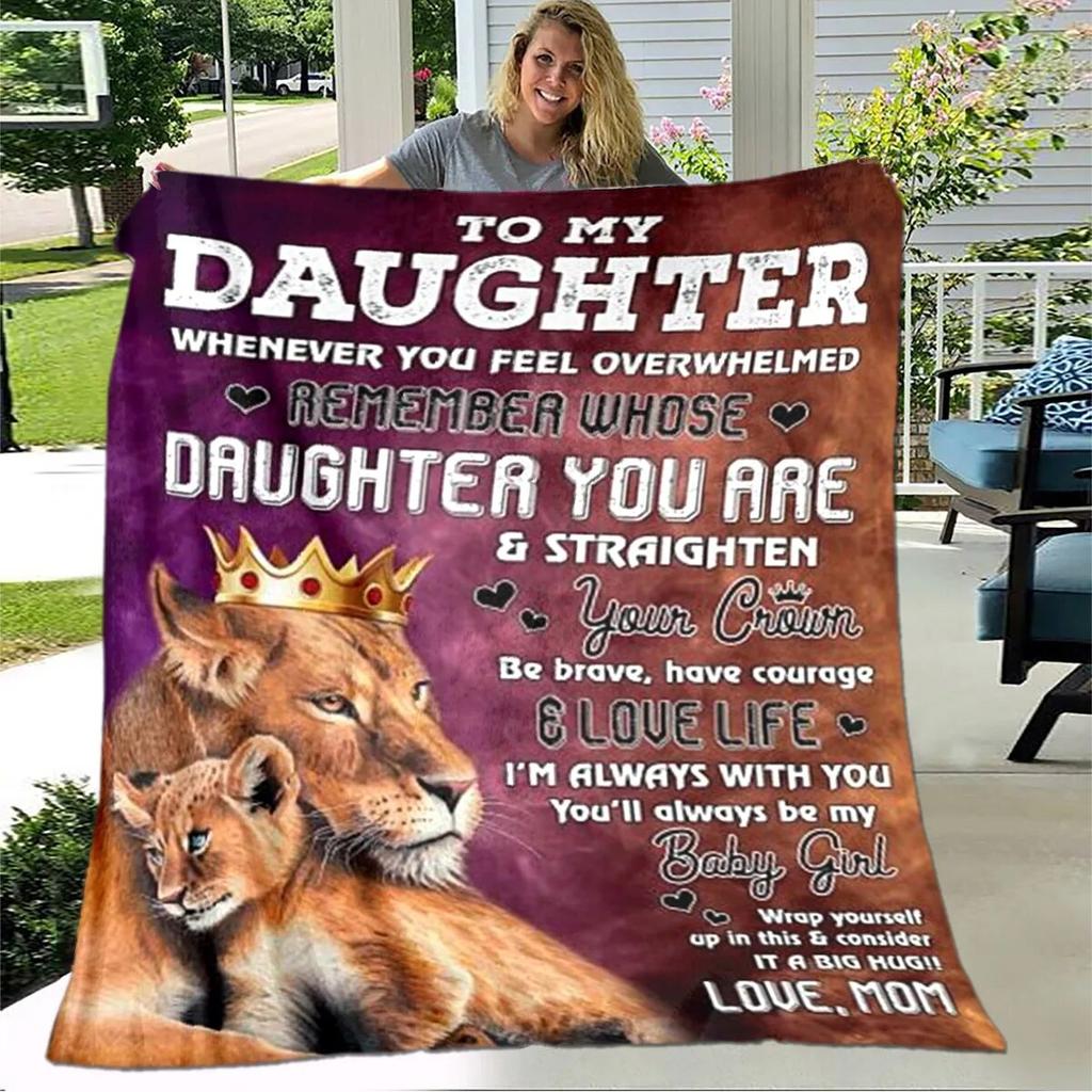 Personalized Blanket Dad Mom To Daughter Blanket  Lion Wolf Tiger Blanket  Sofa Bed Blanket From Family