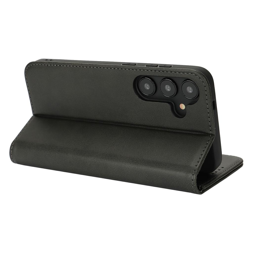 For Samsung Galaxy S25+ Case PU Leather Calf Textured Magnetic Closing Smart Phone Cover