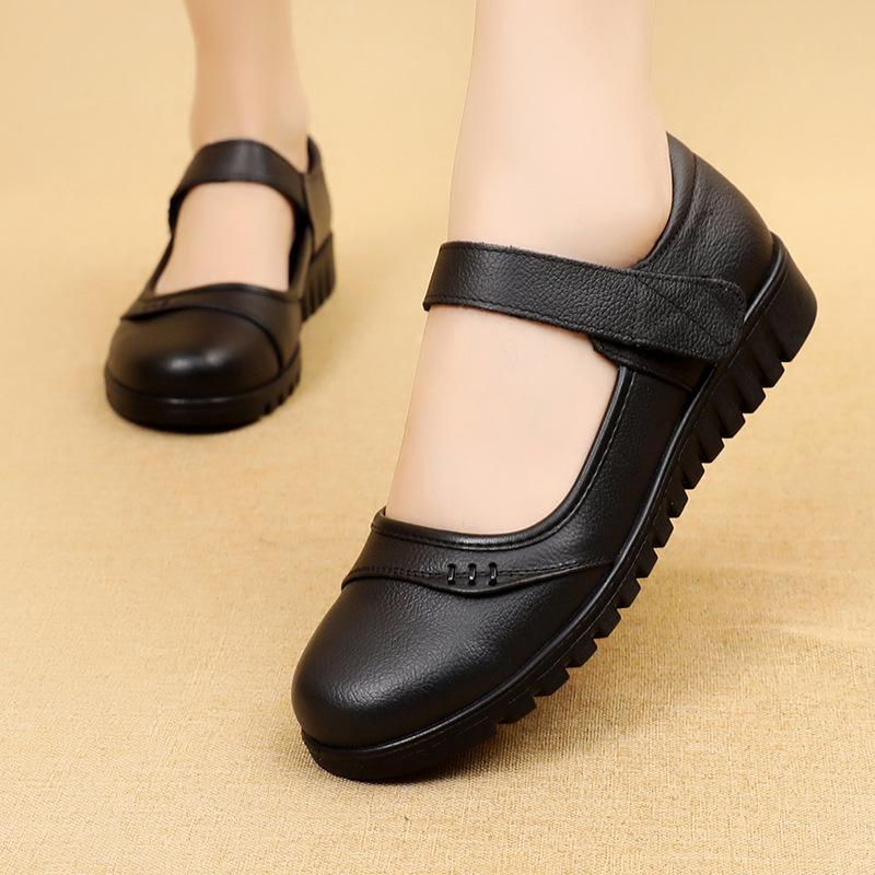 New Single-shoe Shallow-mouthed Round Toe Flat Shoes for Middle-aged and Elderly Women