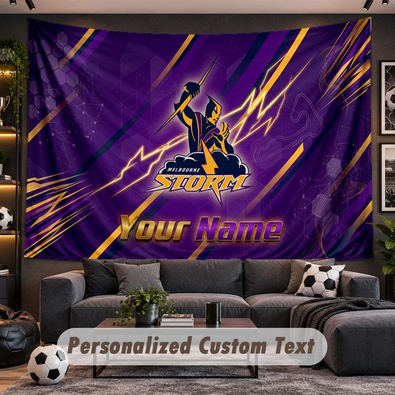 Wall Hanging Tapestry Custom NameMelbourne Storm Pattern Personalized Printed Fabric Wall Decor