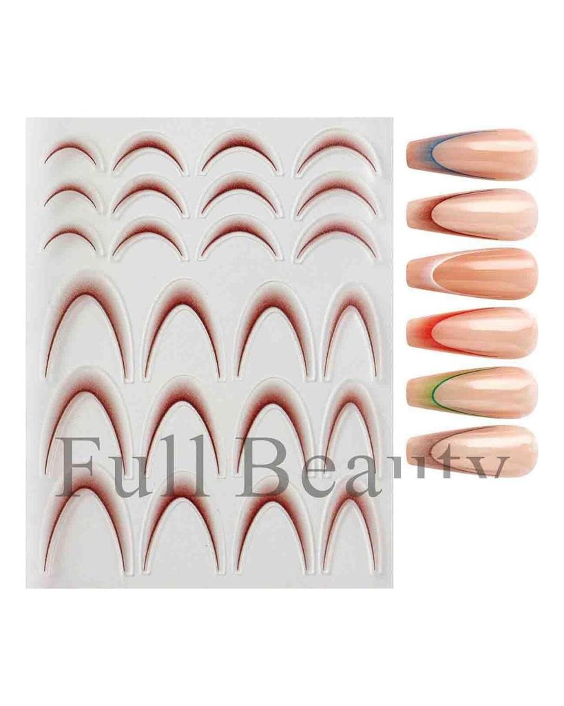 French Nail Stickers Liner Nail Art Decals Colorful Sliders Manicure Decor