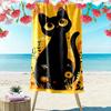 Black Cat with Floral Design A Must-have Beach Towel for Beach Travel