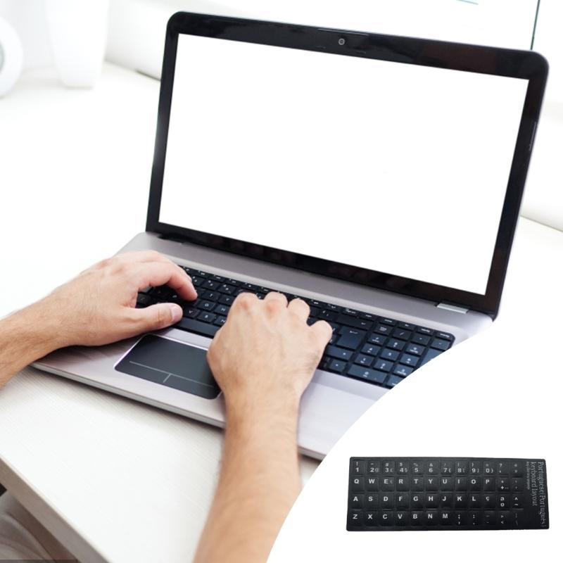 2Pcs Keyboard Letter Stickers Portuguese Keyboard Stickers Letters and Numbers Replacement Stickers Black Background