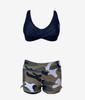 Cross-Border Women's Split Swimsuit: Sexy Solid Color Bikini with Camouflage Boxer Shorts