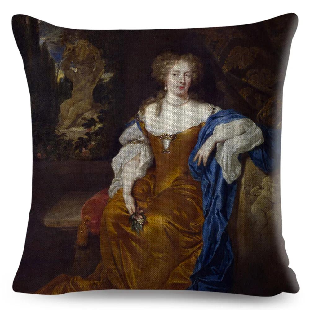 Vintage Style Woman Cushion Cover Decor Europe Lady Girl Print Pillowcase 45*45Cm Polyester Pillow Case For Sofa Home Car