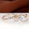 Royal Blue Green Black Red Stone Heart Ring Sets for Women Rose Gold Color White Zircon Bridal Wedding Bands Mothers Day Jewelry