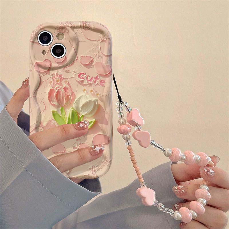 Art Flowers With Heart Chain Case For Redmi 15 15C Note 14 4G 13 12 PRO 5G Plus 10 8 11S 13C 14C 12C 12 13 A5 A3 10C Cover