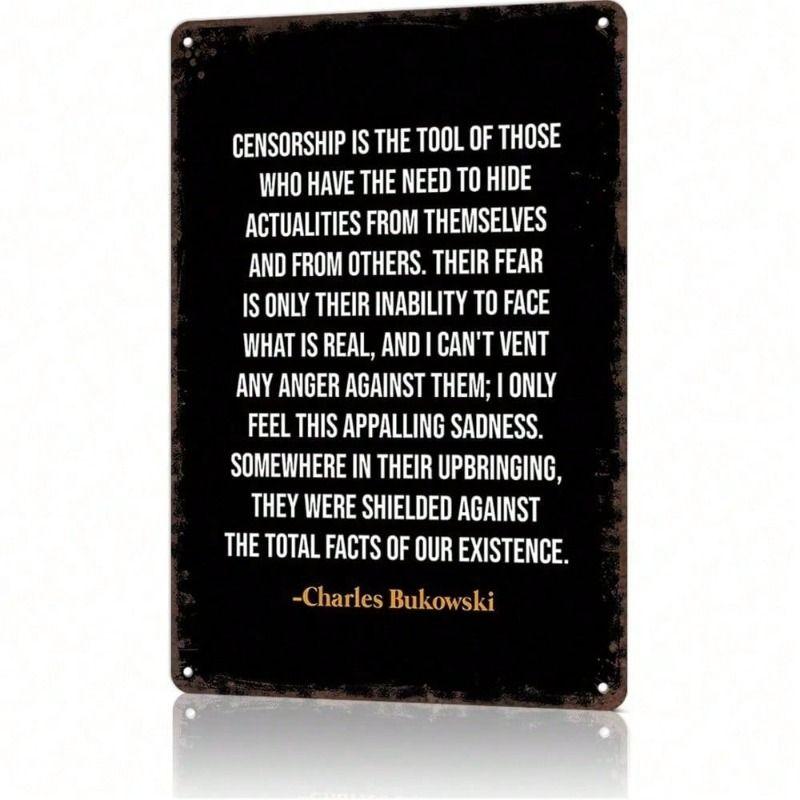 Metal Poster Wall Art Vintage Charles Bukowski Quote Bar Decor